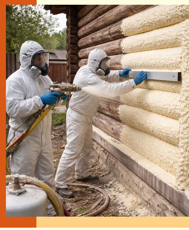 Утепление бревенчатого дома ППУ в Йошкар-Оле эффективной изоляцией