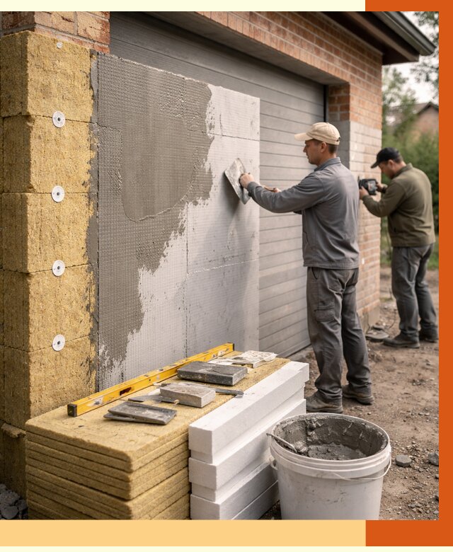 Утепление гаража снаружи в Йошкар-Оле от 4295 руб. за м2 — наружное утепление под ключ | ТепломастерШкр