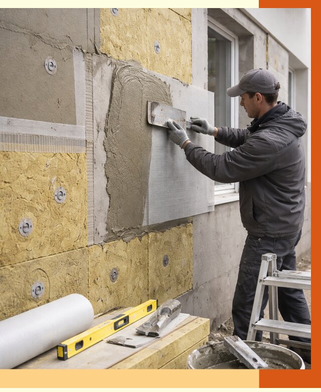 Утепление фасада под штукатурку в Йошкар-Оле от 4295 руб/м2 — монтаж пенопластом и минватой | ТепломастерШкр