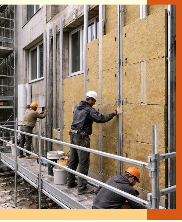 Утепление вентилируемого фасада в Йошкар-Оле от 5727 руб/м2 — монтаж и утепление вентфасад | ТепломастерШкр