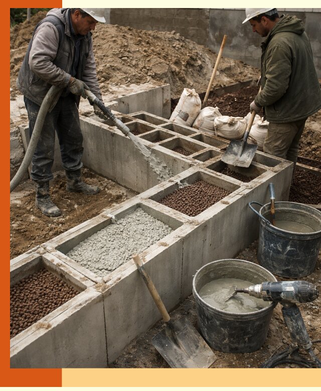 Заполнение полостей фундамента в Йошкар-Оле герметичным утеплением и повышением прочности